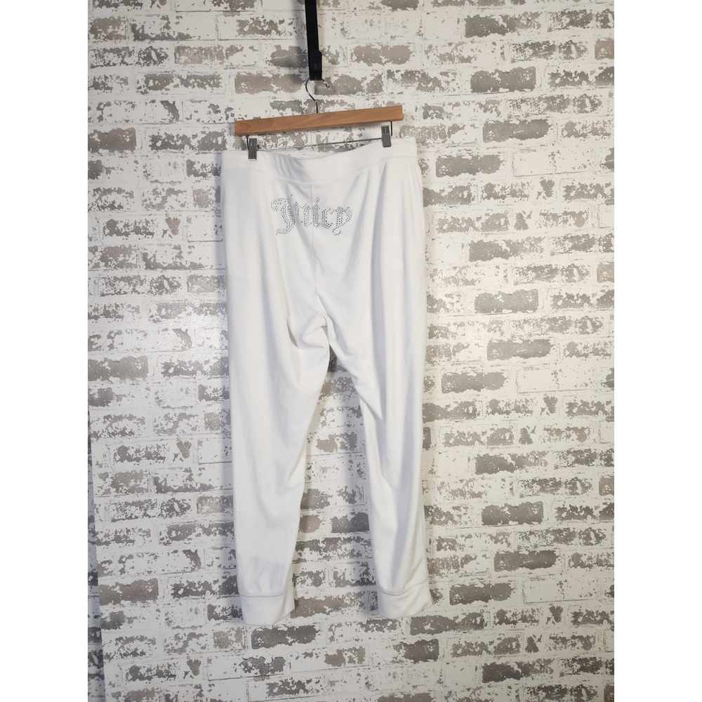 Juicy Couture Forever 21 White Velour Pants Size XL Bling Rhinestone Y2K Joggers